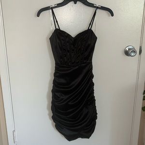 Satin black mini dress